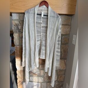 White + Warren wool blend knitted Striped Cardigan open front draped M